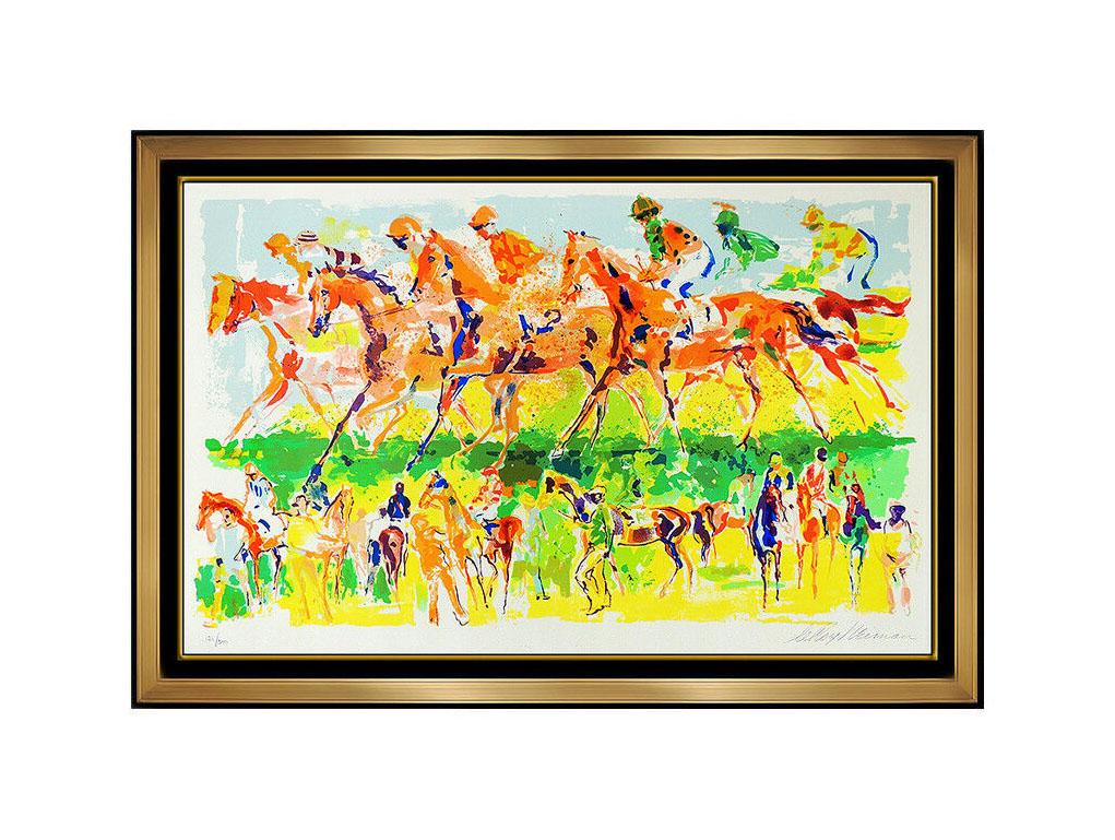 LeRoy Neiman Horse Racing Large Color Serigraph Hand Signed Sports Painting Art - Print by Leroy Neiman