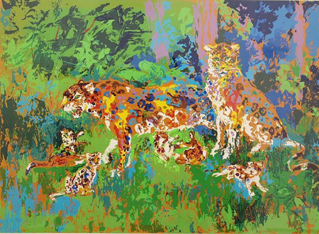 Framed Limited Edition Serigraph "JAGUAR FAMILY" by LeRoy Neiman. This is a hand-signed and numbered serigraph and includes a Publisher's Certificate of Authenticity.  

MEDIUM:  Serigraph

CONDITION:  FRAMED, EXCELLENT

IMAGE SIZE:  23 1/8" x