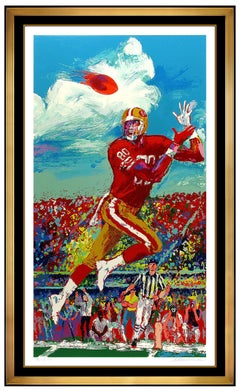 Vintage LeRoy Neiman Jerry Rice 49ers Large Sports Serigraph Signed Football Framed Art