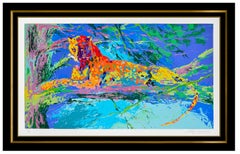 LeRoy Neiman Kenya Leopard Large Color Serigraph Hand Signed Big Cat Original