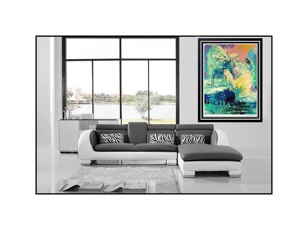 LeRoy NEIMAN Large Authentic Color Serigraph Polar Bears Hand Signed Artwork SBO - Print by Leroy Neiman