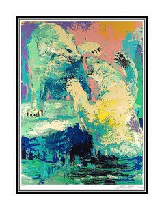 LeRoy NEIMAN Large Authentic Color Serigraph Polar Bears Hand Signed Artwork SBO