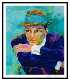 LeRoy Neiman Large Color Serigraph Frank Sinatra The Voice Signed Blue Eyes Art