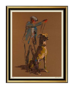 Vintage LeRoy NEIMAN Large Color Serigraph Hand Signed Great Dane Dog Artwork Painting