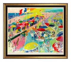 LeRoy Neiman Large Color Serigraph Hand Signed La Plage Deauville France Art SBO