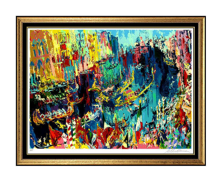 Leroy Neiman Abstract Print - LeRoy Neiman Large Color Serigraph Hand Signed Regatta Of The Gondoliers Sports