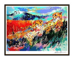 LeRoy Neiman Large Color Serigraph Kilimanjaro Cheetahs Hand Signed Artwork SBO