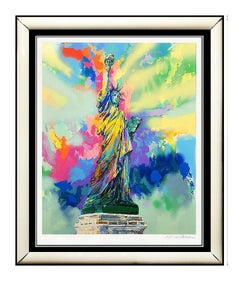 Vintage LeRoy Neiman Large Color Serigraph Signed Statue Of Lady Liberty New York Art