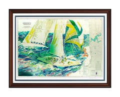 LeRoy Neiman Large Color Serigraph The Americas Cup Sailing Hand Signed Artwork