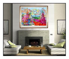 LeRoy Neiman Large Red Square Panorama Signed Serigraph Moscow Cityscape Art