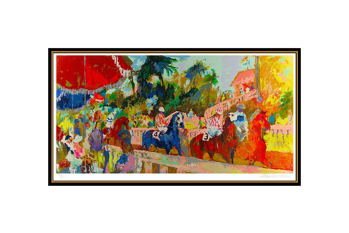 LeRoy Neiman Leaving The Paddock Large Serigraph Hand Signed Horse Racing Art - Post-Impressionist Print by Leroy Neiman
