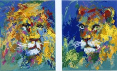 Leroy Neiman "Lion and Lioness" Exotic Animal Hand Signed/# serigraph