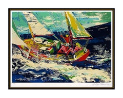 LeRoy NEIMAN North Seas Sailing Large Color Serigraph Hand Signed Sports Artwork