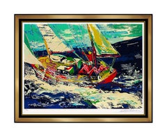 LeRoy NEIMAN North Seas Sailing Large Color Serigraph Hand Signed Sports Artwork