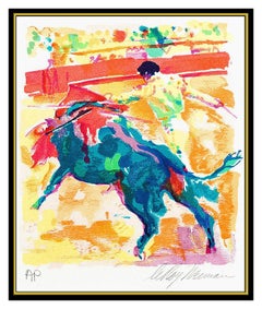 LeRoy Neiman Original Color Serigraph Hand Signed Bull Fight Matador Sports Art