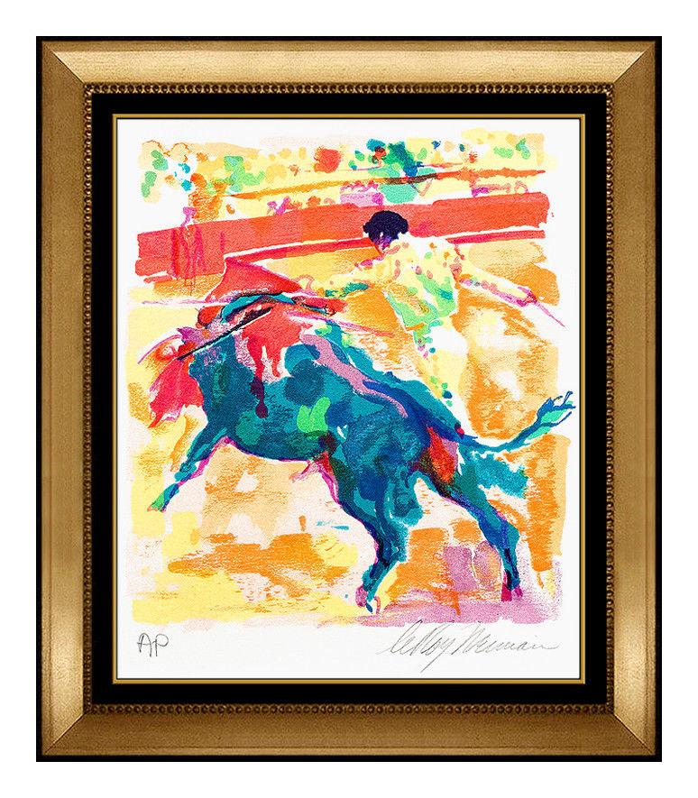 Leroy Neiman Animal Print - LeRoy Neiman Original Color Serigraph Hand Signed Bull Fight Matador Sports Art