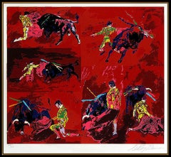 LeRoy Neiman Original Color Serigraph Hand Signed Red Corrida Matador Sports Art