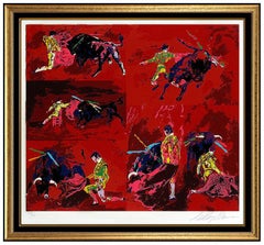 LeRoy Neiman Original Color Serigraph Hand Signed Red Corrida Matador Sports Art