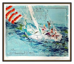 LeRoy Neiman Original Color Serigraph Nantucket Sailing Hand Signed Art Painting