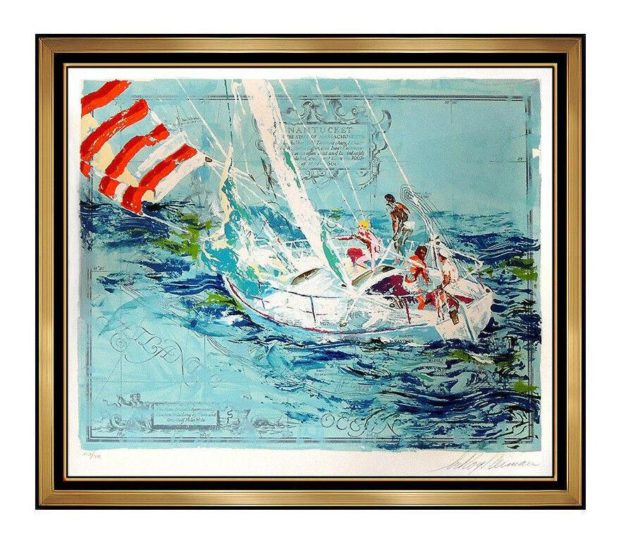 Leroy Neiman Landscape Print - LeRoy Neiman Original Color Serigraph Nantucket Sailing Hand Signed Art Painting