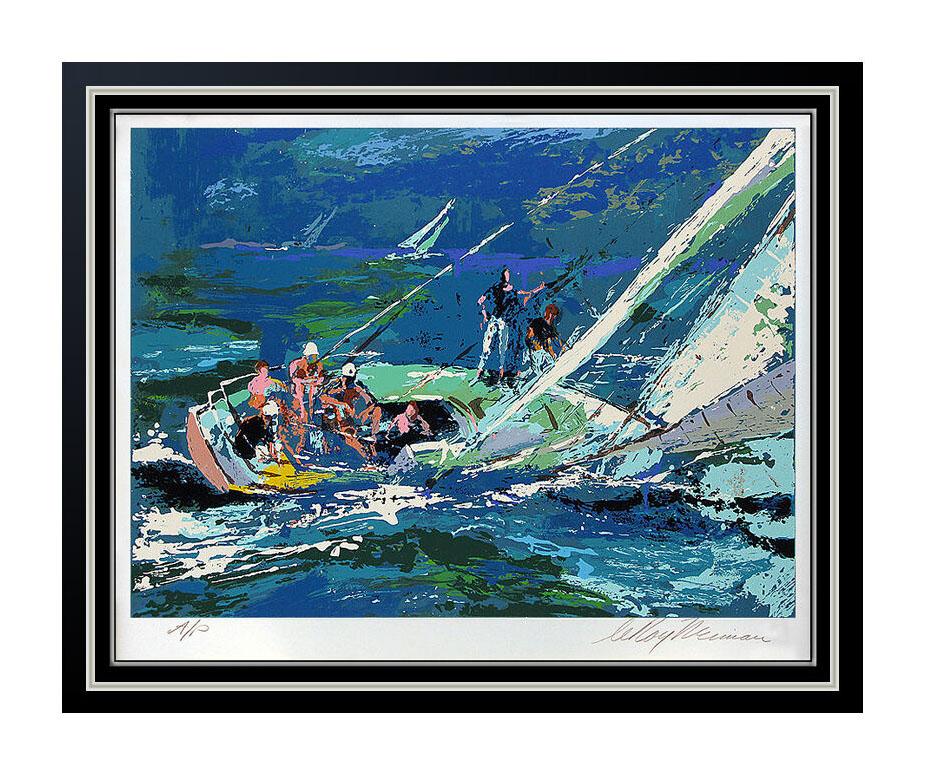 Leroy Neiman Figurative Print - LeRoy Neiman Original Color Serigraph Signed Sports Sailing Artwork Painting SBO