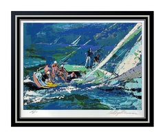 LeRoy Neiman Original Color Serigraph Signed Sports Sailing Artwork Painting SBO