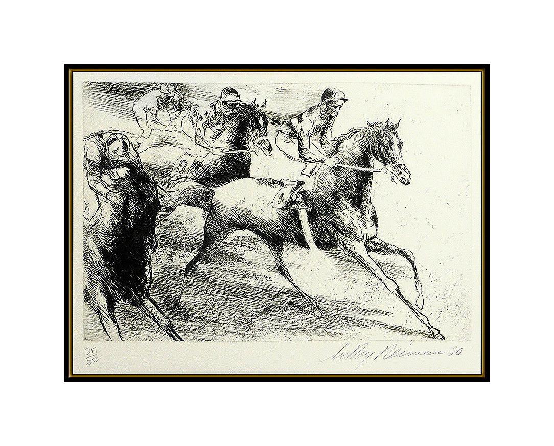 LeRoy Neiman Original Daily Double Etching Hand Signed Horse Racing Artwork SBO - Print by Leroy Neiman