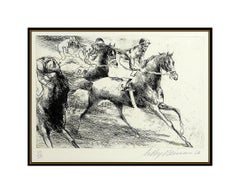 LeRoy Neiman Original Daily Double Etching Hand Signed Horse Racing Artwork SBO