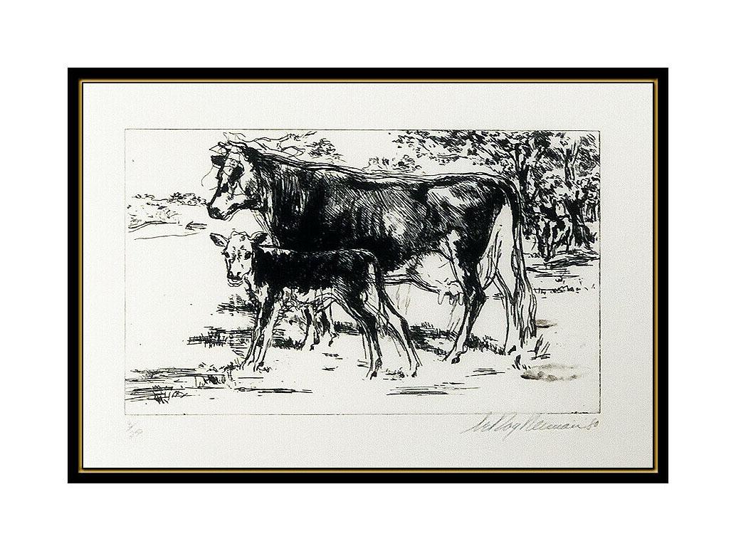 LeRoy Neiman Original Etching Hand Signed Bovine Cow Animal Artwork Eaux Fortes - Print by Leroy Neiman
