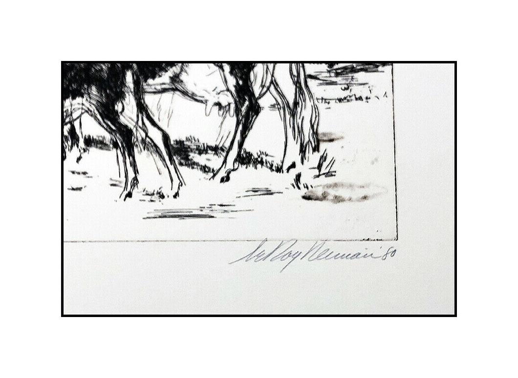 LeRoy Neiman Original Etching Hand Signed Bovine Cow Animal Artwork Eaux Fortes - Post-Impressionist Print by Leroy Neiman