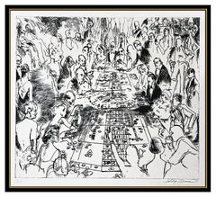 LeRoy Neiman Original Etching Hand Signed Stud Poker Casino Gambling Eaux Fortes