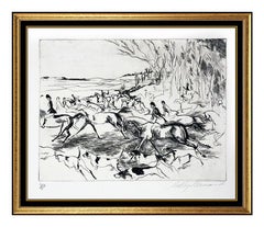 LeRoy Neiman Original Etching Into The Open Hand Signed Fox Hunt Sports Artwork