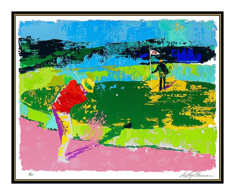 LeRoy NEIMAN Original Golf Serigraph Color Sports Artwork Signed Chipping ON SBO - Print by Leroy Neiman