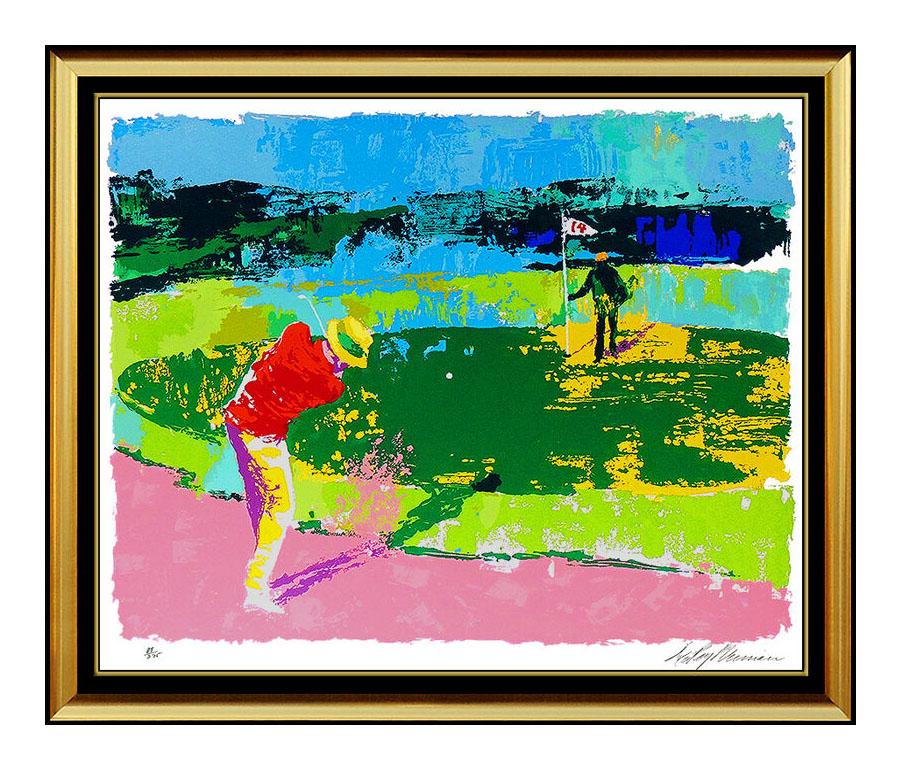 Leroy Neiman Figurative Print - LeRoy NEIMAN Original Golf Serigraph Color Sports Artwork Signed Chipping ON SBO