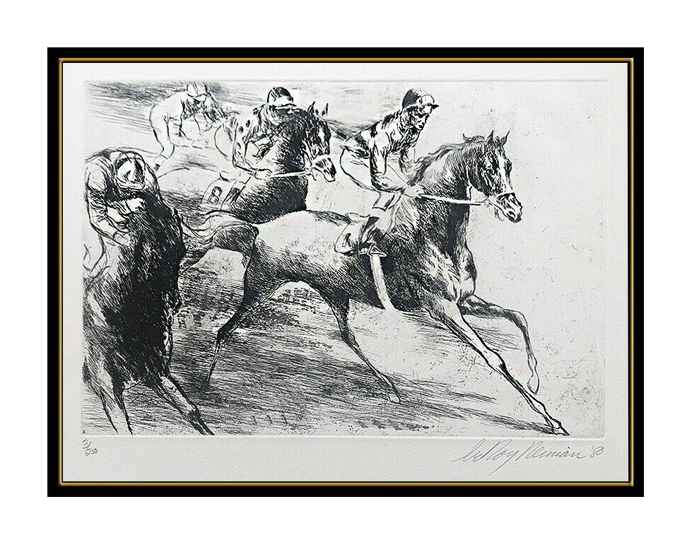 LeRoy Neiman Original Horse Racing Etching Daily Double Hand Signed Sports Art - Print by Leroy Neiman