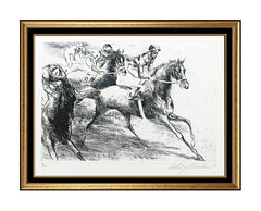 Retro LeRoy Neiman Original Horse Racing Etching Daily Double Hand Signed Sports Art