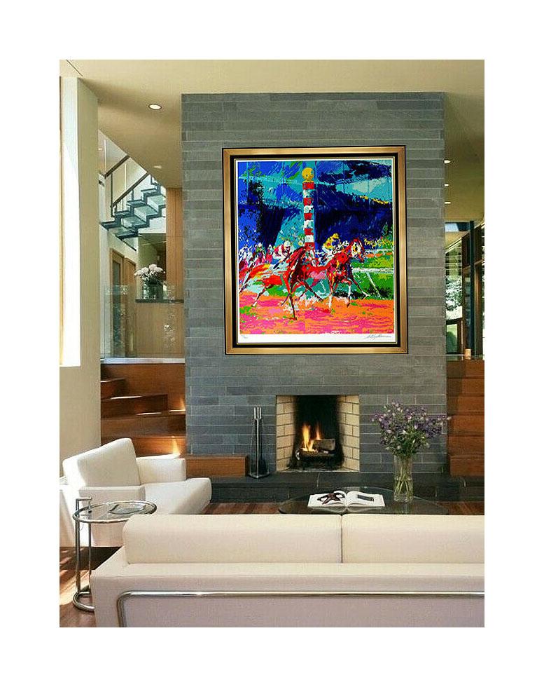 LeRoy Neiman Original Horse Racing Serigraph Clubhouse Turn Signed Large Artwork - Print by Leroy Neiman