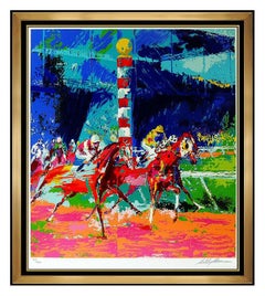 LeRoy Neiman Original Horse Racing Serigraph Clubhouse Turn Signed Large Artwork