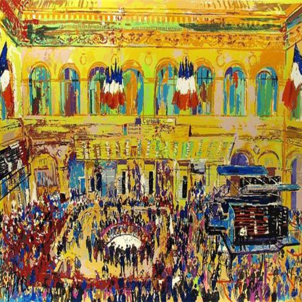 "Paris Bourse" 

LeRoy Neiman 

Media :	Limited Edition, Serigraph on Paper
Image Dimensions :	30 x 38"
Year Produced :	1981
Edition Size :	300 Numbered, 50 AP, 9 PP
Current Retail :	$8,400.00

LeRoy Neiman American Artist: b. 1921-2012. For the