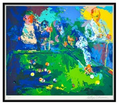 LeRoy Neiman Pool Room Color Serigraph Hand Signed Billiards Bar Framed Artwork