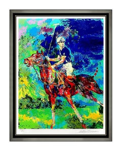 LeRoy Neiman Prince Charles Princess Diana Large Serigraph Signed Polo Horse Art