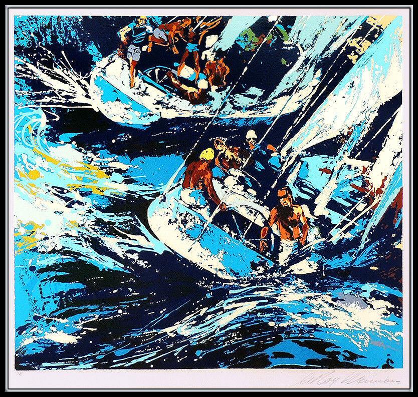 LeRoy Neiman RARE Two Twelves Sailing Color Serigraph Hand Signed Framed Artwork - Print by Leroy Neiman