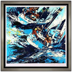 LeRoy Neiman RARE Two Twelves Sailing Color Serigraph Hand Signed Framed Artwork