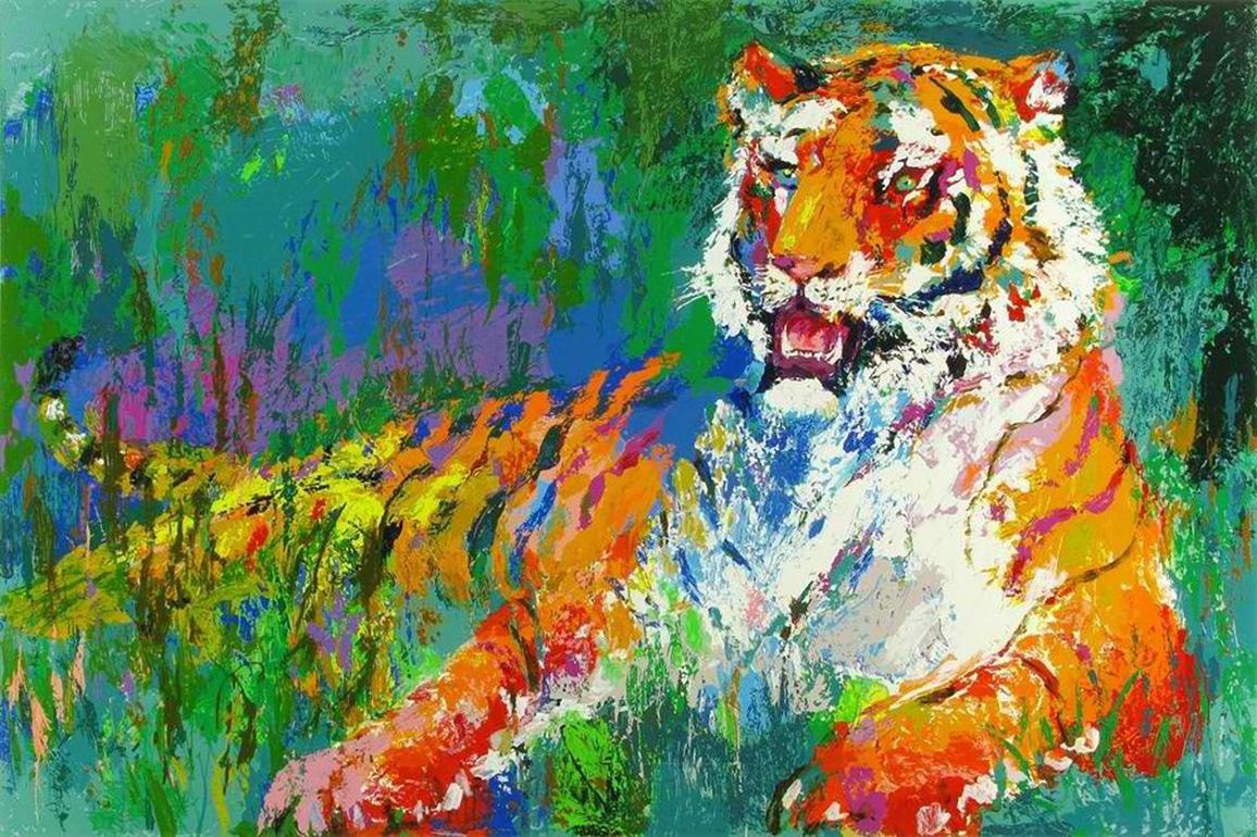 Artist:         Leroy Neiman

Title:          Resting Tiger

Dimensions: 25.25" x 38"

Medium:     Serigraph

Edition Size: 360 Numbered

Year: 2008

Hand Signed and Numbered Limited Edition

Condition:  Artwork in excellent condition 

LeRoy Neiman