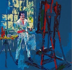 Leroy Neiman "Self Portrait" Neiman painting himself hand signed/# serigraph
