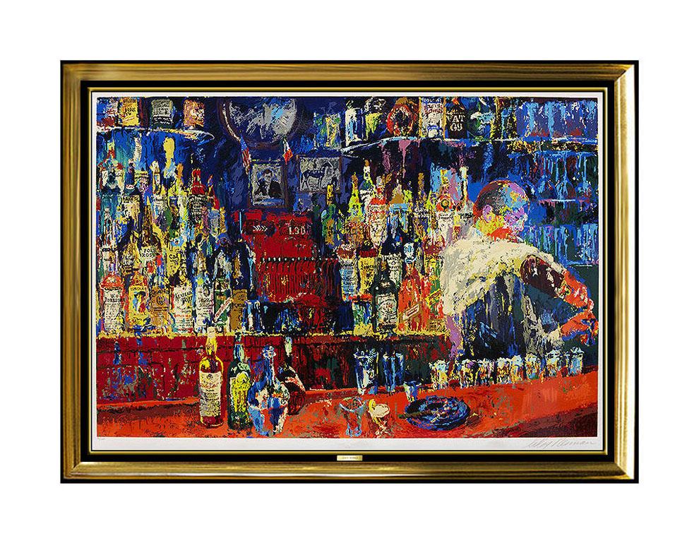 Leroy Neiman Interior Print - LeRoy NEIMAN Serigraph Irish American Bar Scene Signed Large Artwork Authentic