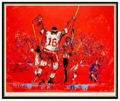 LEROY NEIMAN Serigraph Original Artwork Signed Hockey Red Goal Sports painting