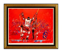 Retro LEROY NEIMAN Serigraph Original Artwork Signed Hockey Red Goal Sports painting