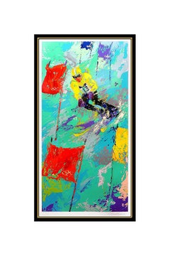 LeRoy NEIMAN Serigraph Original SIGNED Rare Winter OLYMPICS Skiing Large Artwork