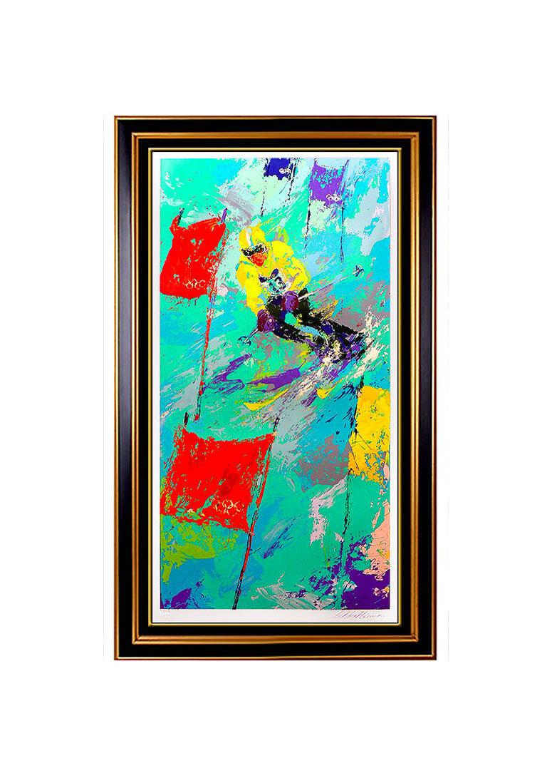 LeRoy NEIMAN Serigraph Original SIGNED Rare Winter OLYMPICS Skiing Large Artwork - Impressionist Print by Leroy Neiman